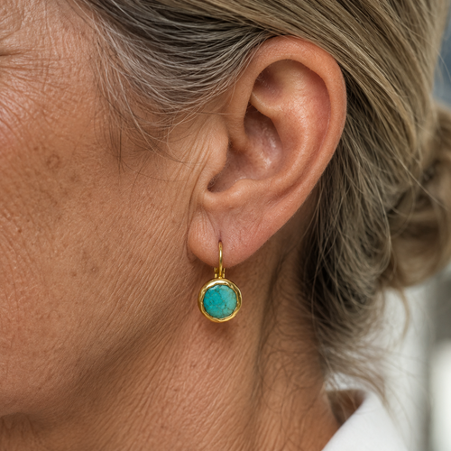 Boucles d'Oreilles Élégantes en Or avec Pierre Turquoise