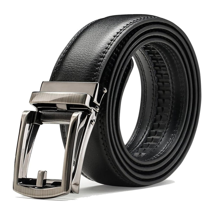 Ceinture en cuir à cliquet pour homme avec fermeture à pression – Style ajustable décontracté et formel