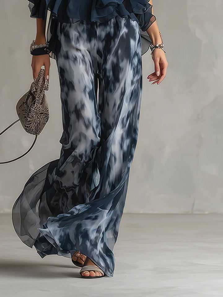 Juliette | Ensemble Top Halter en Mousseline et Pantalon Large Imprimé