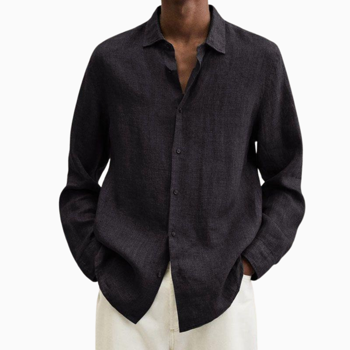 Lorenzo chemise homme en lin manches longues col chemise style casual
