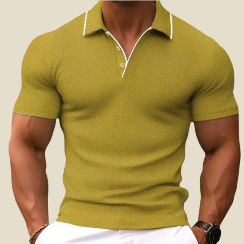 Polo Homme Maille Manches Courtes – Coupe Ajustée Patte Deux Boutons