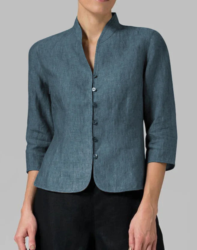 Blouse Vintage en Coton-Lin pour Femme – Haut Décontracté à Manches Longues