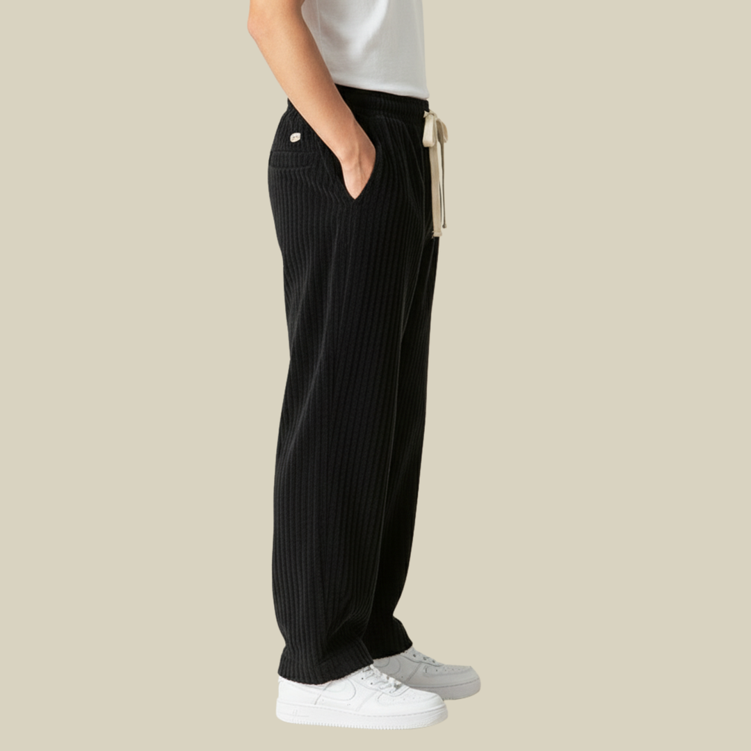 Pantalon Homme en Velours Côtelé Confortable – Taille Élastique avec Poches