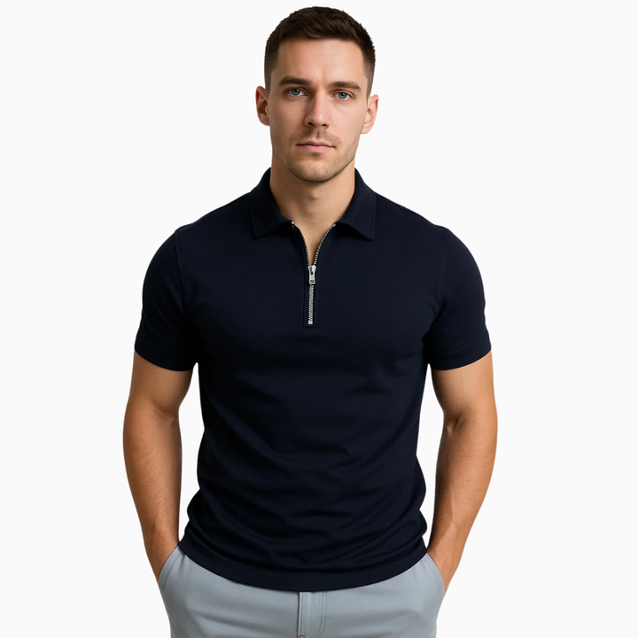 Polo Homme à Fermeture Zippée – Coupe Moderne et Ajustée