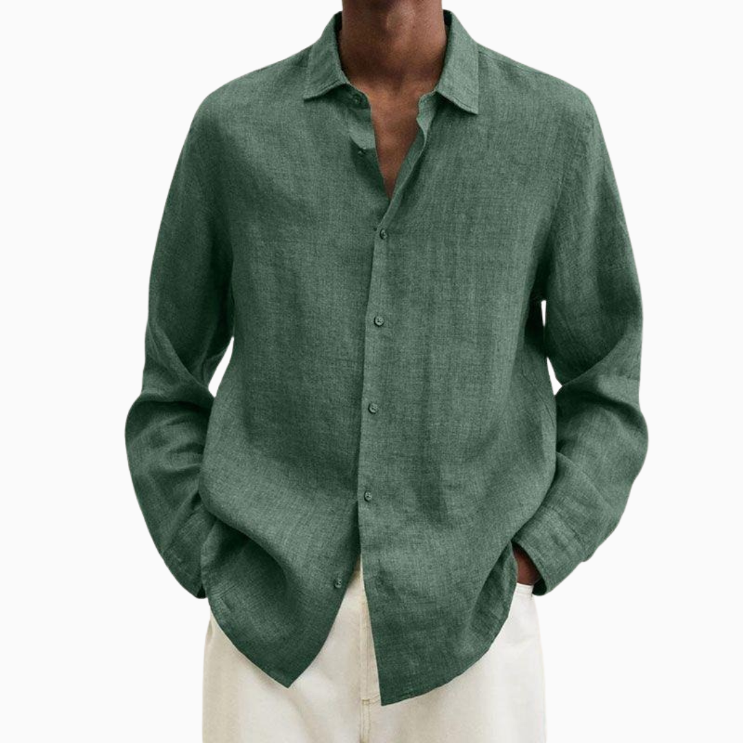 Lorenzo chemise homme en lin manches longues col chemise style casual