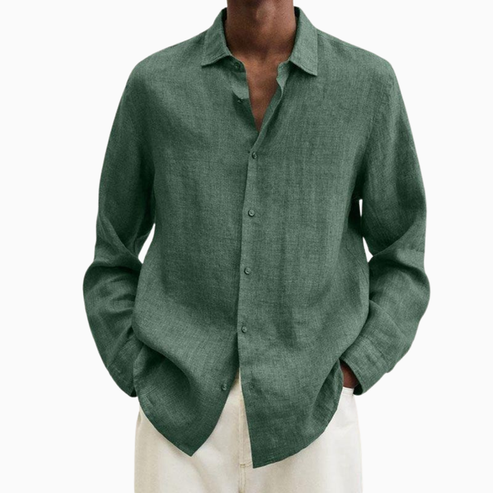 Lorenzo chemise homme en lin manches longues col chemise style casual