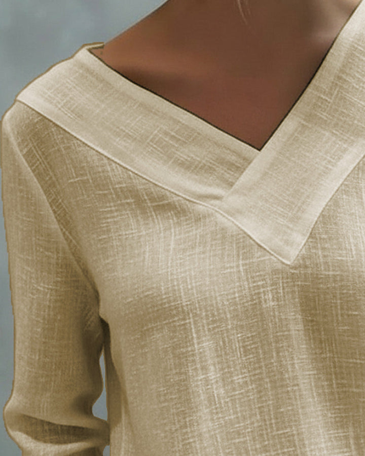 Haut élégant pour femme – Col en V asymétrique, style chic pour le travail et les soirées