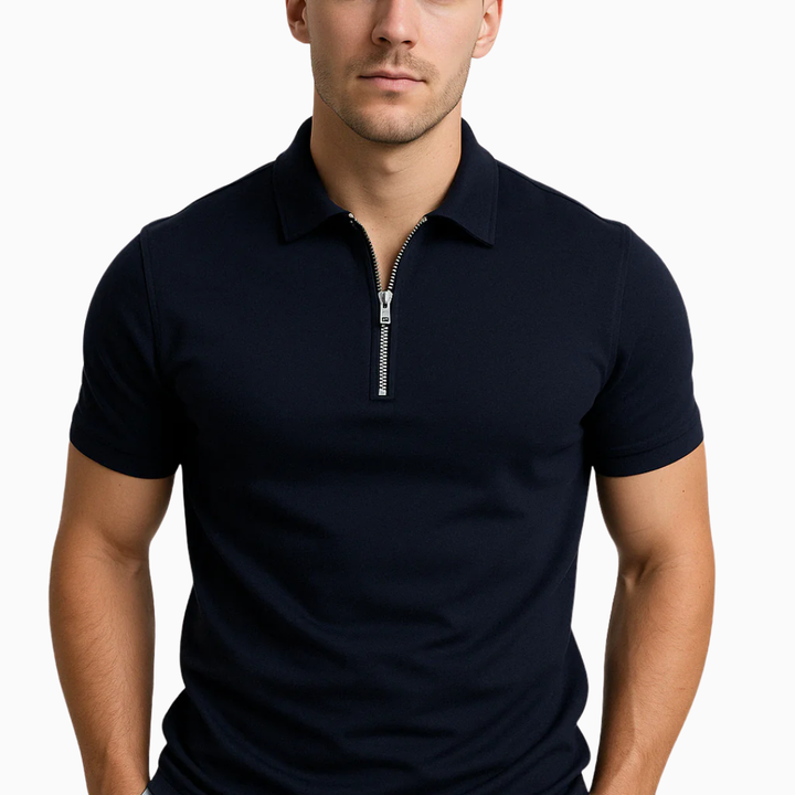 Polo Homme à Fermeture Zippée – Coupe Moderne et Ajustée
