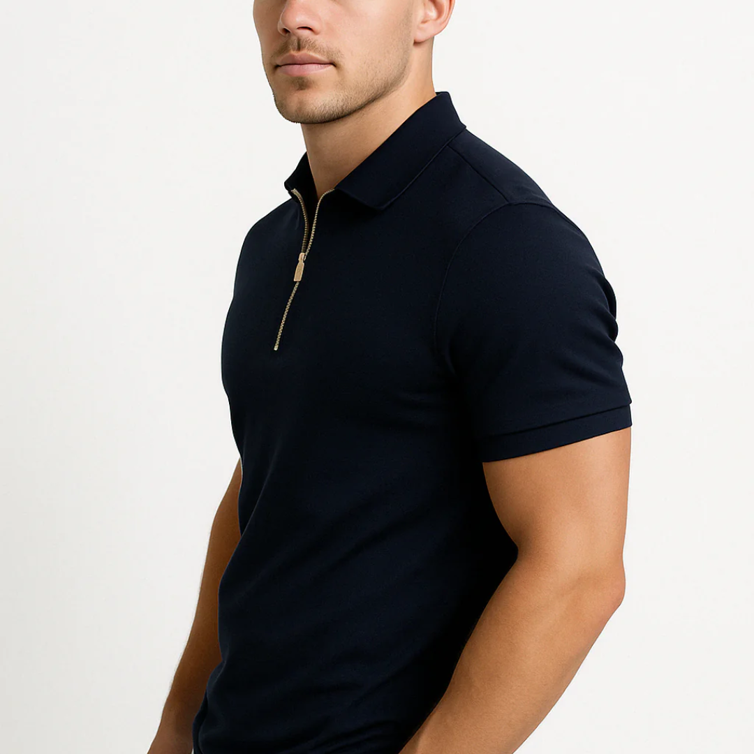 Polo Homme à Fermeture Zippée – Coupe Moderne et Ajustée