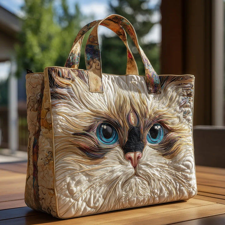 Sac fait main - Chat blanc aux yeux bleus