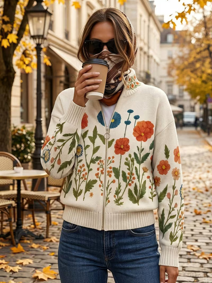 Wrenna™ | Cardigan zippé en imprimé de fleurs sauvages