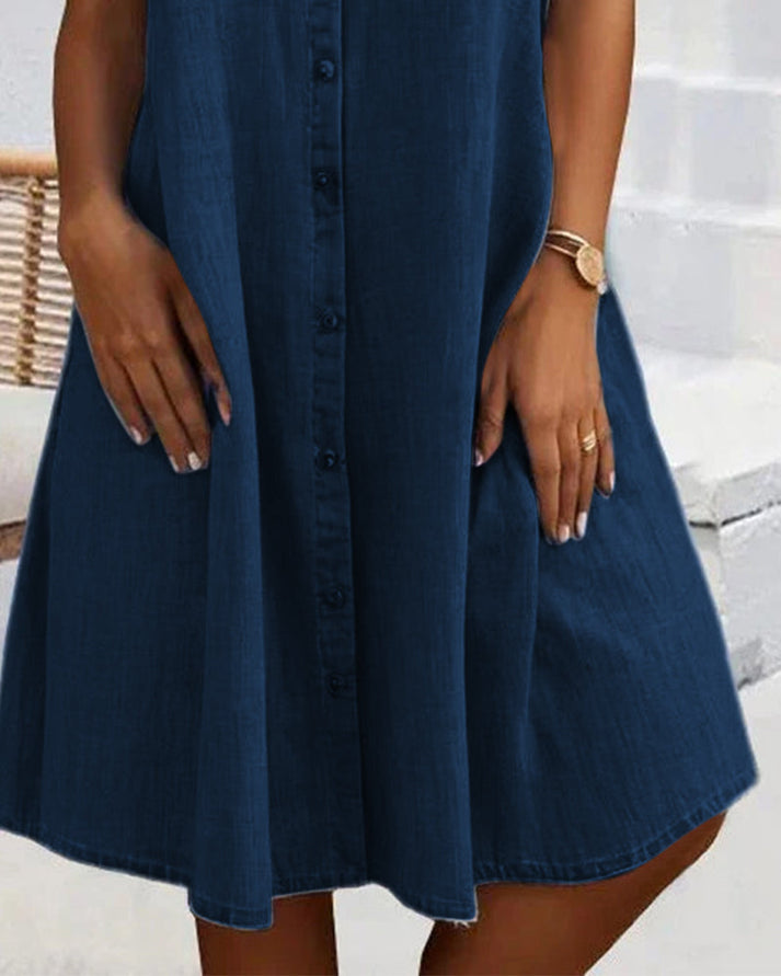 Robe Chemise Midi en Denim Élégante pour Femme – Robe Légère Décontractée du Quotidien