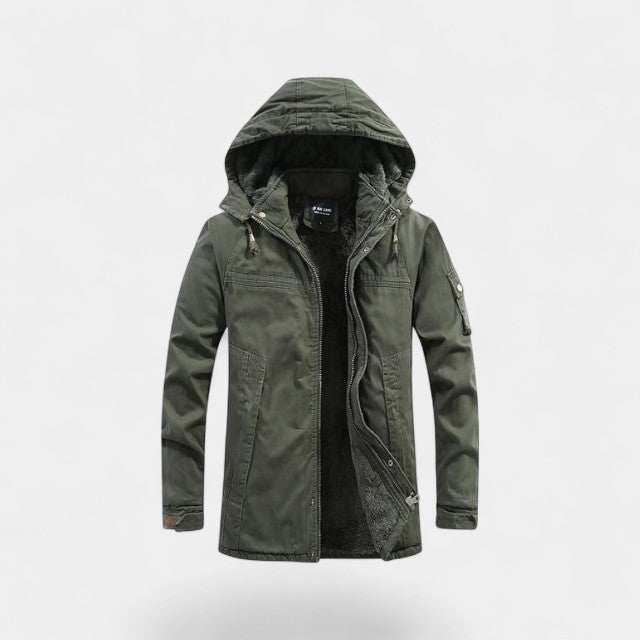 Parka homme coton capuche – Veste délavée à revers