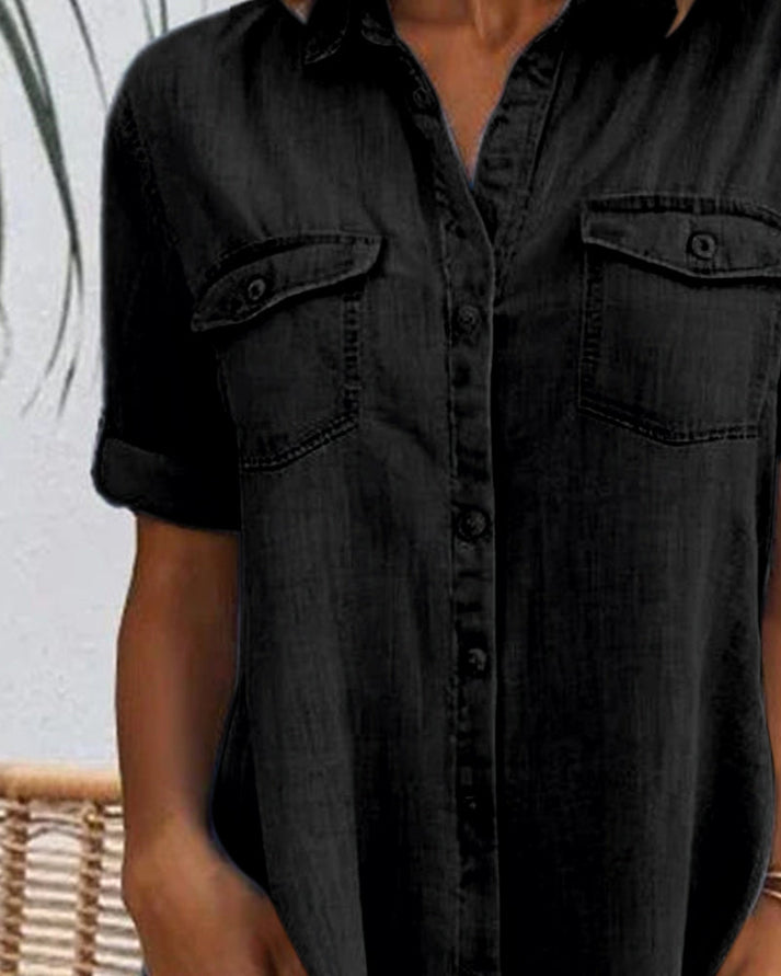 Robe Chemise Midi en Denim Élégante pour Femme – Robe Légère Décontractée du Quotidien