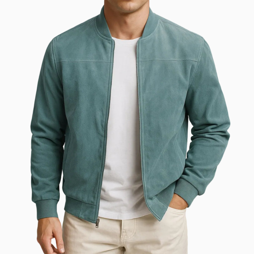 Veste Homme Style Suédine Zippée Design Bomber Décontracté Léger