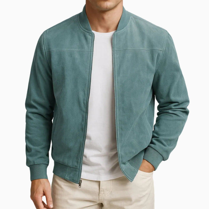 Veste Homme Style Suédine Zippée Design Bomber Décontracté Léger