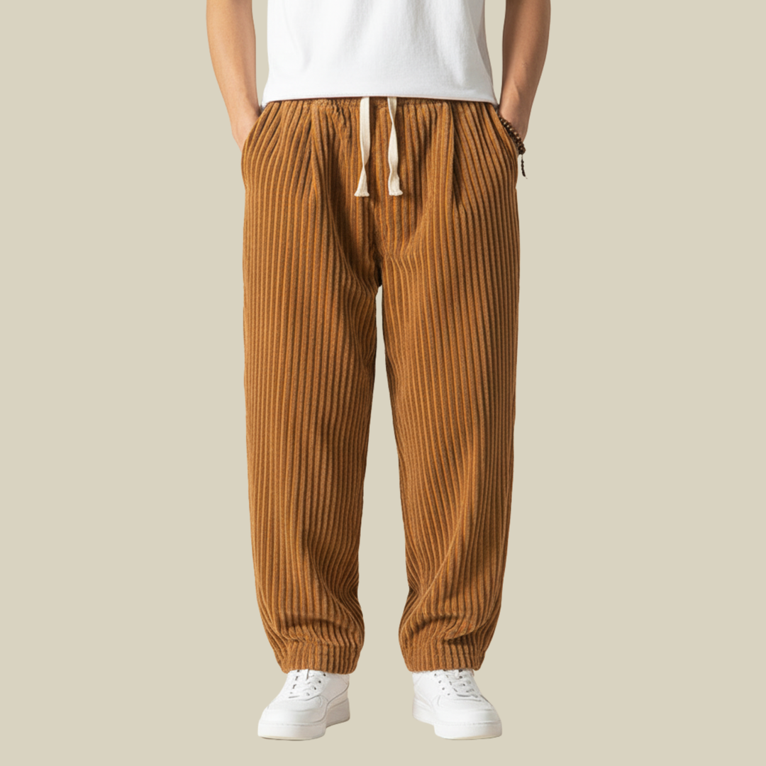 Pantalon Homme en Velours Côtelé Confortable – Taille Élastique avec Poches