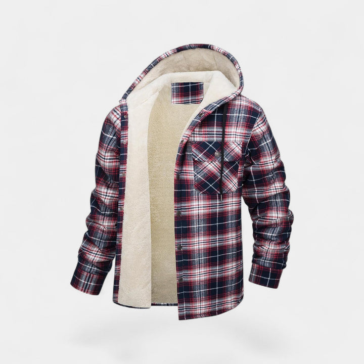 Veste à capuche homme en mélange de coton – Doublure polaire à carreaux