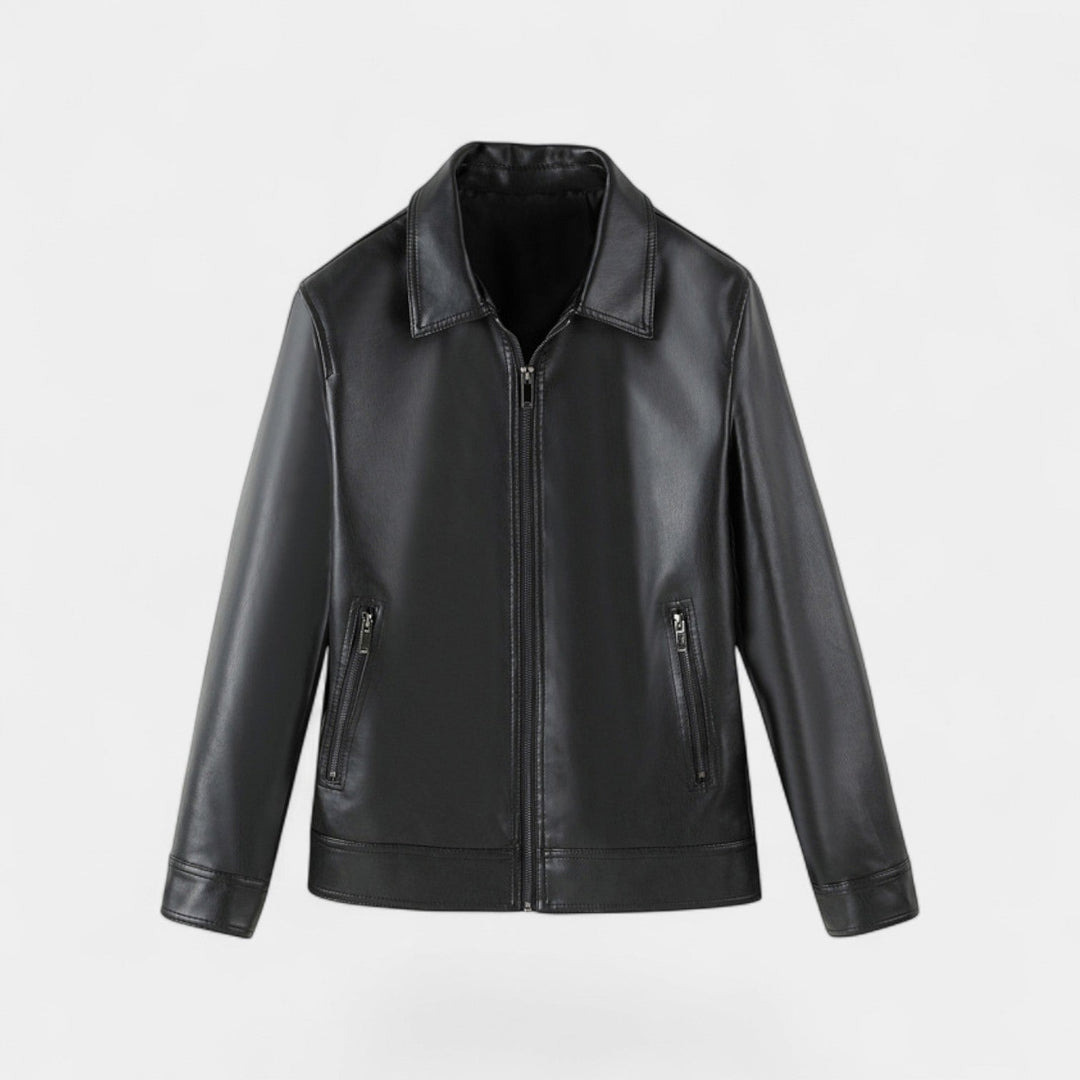 Veste homme en cuir vegan – Style uni coupe-vent