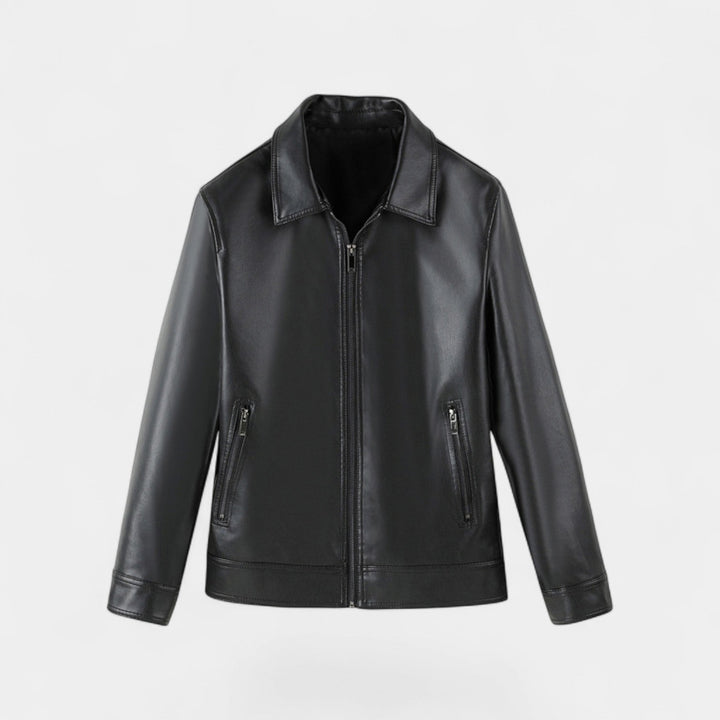 Veste homme en cuir vegan – Style uni coupe-vent