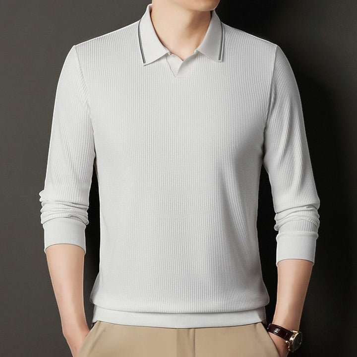 Polo Homme Côtelé Coton Mélangé – Manches Longues