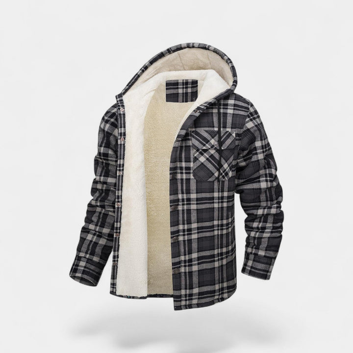Veste à capuche homme en mélange de coton – Doublure polaire à carreaux
