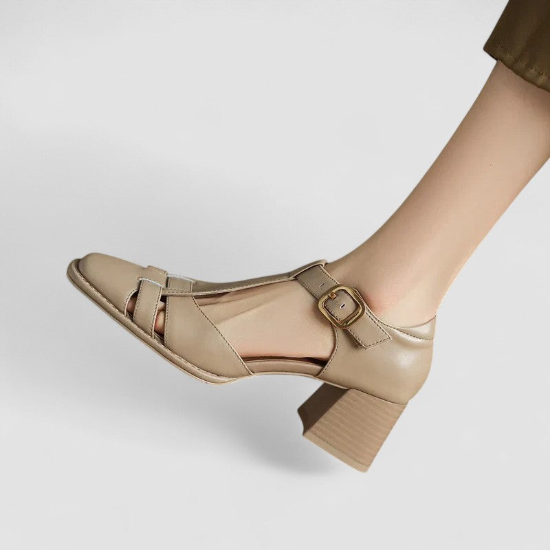 Scarlett | Sandales T-Strap Orthopédiques avec Talons Blocs