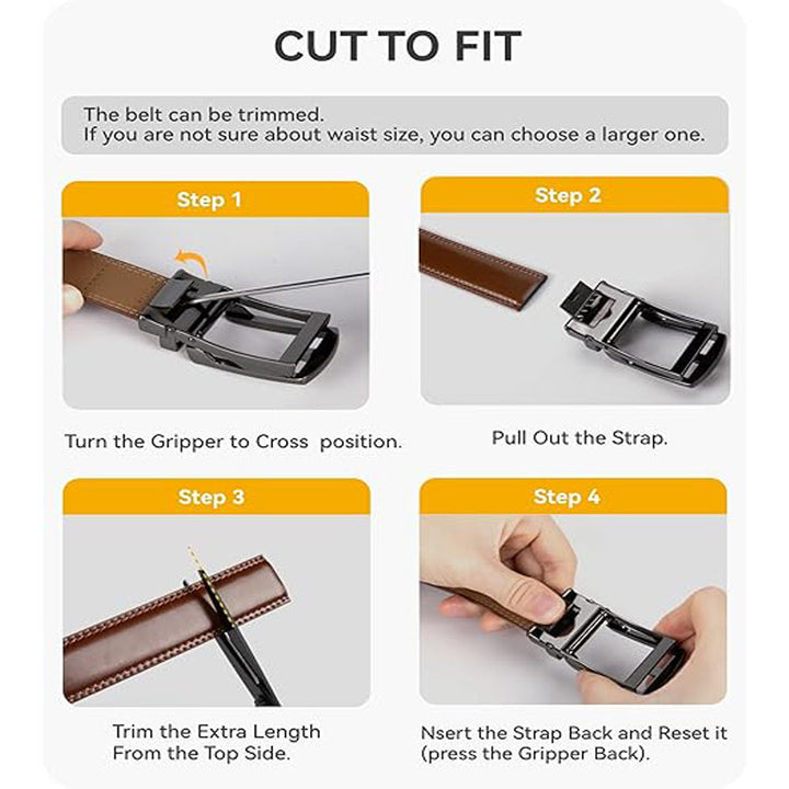 Ceinture en cuir à cliquet pour homme avec fermeture à pression – Style ajustable décontracté et formel