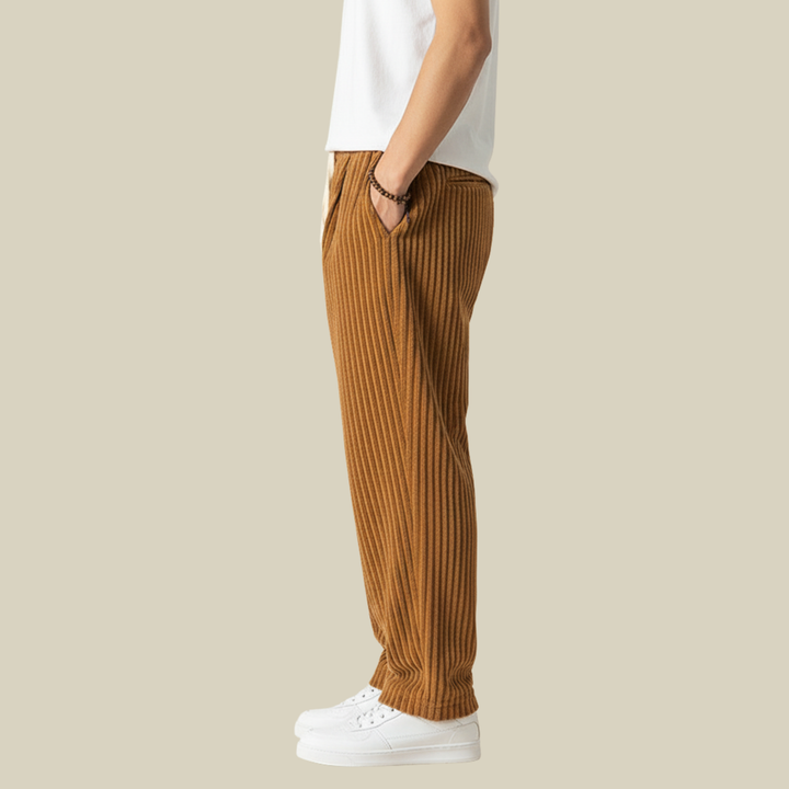 Pantalon Homme en Velours Côtelé Confortable – Taille Élastique avec Poches