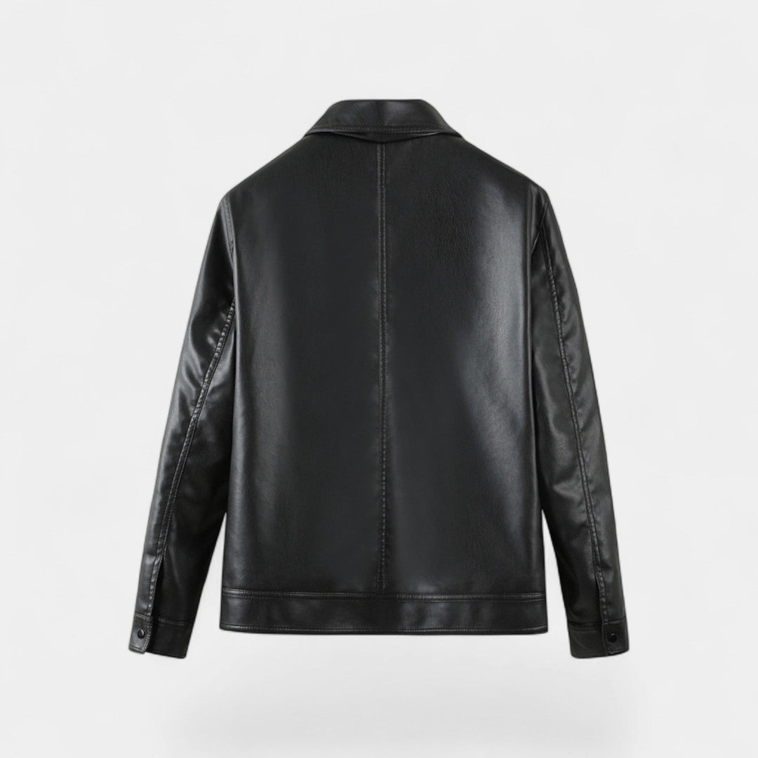 Veste homme en cuir vegan – Style uni coupe-vent