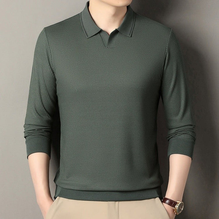 Polo Homme Côtelé Coton Mélangé – Manches Longues
