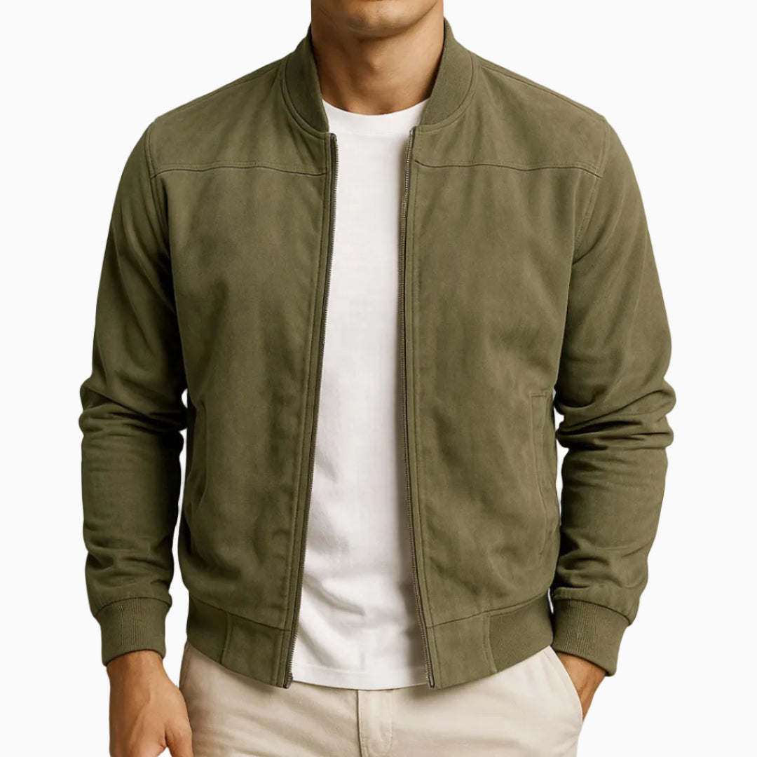 Veste Homme Style Suédine Zippée Design Bomber Décontracté Léger