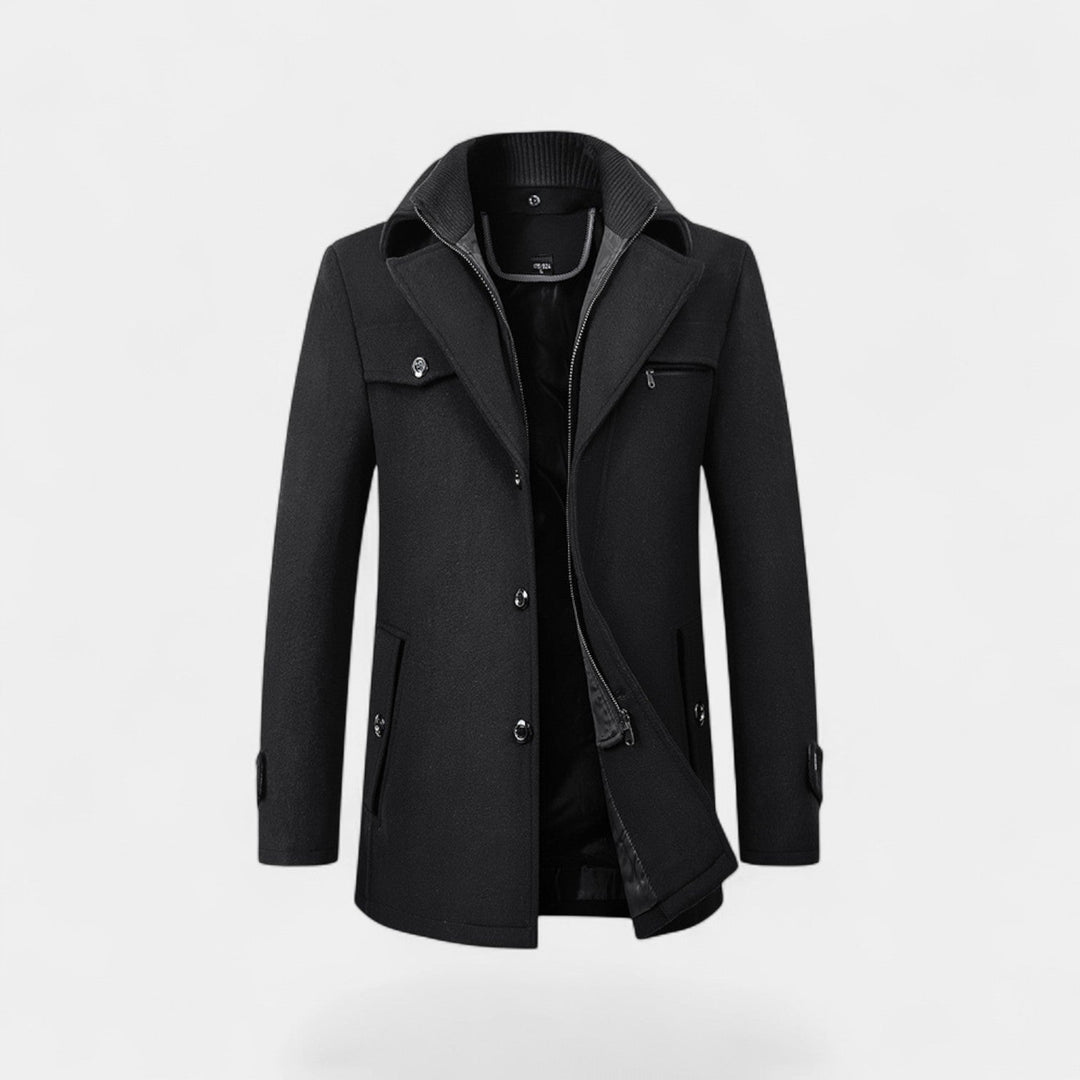 Riche | Manteau Homme en Laine – Fermeture Zippée et Boutonnée Style Classique Moderne