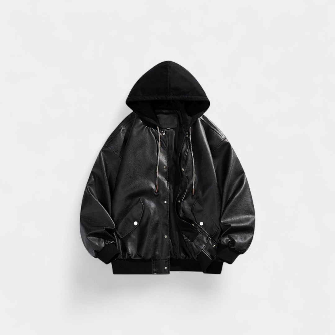 Blouson Varsity Homme Cuir Rétro – Effet Deux Pièces Moderne