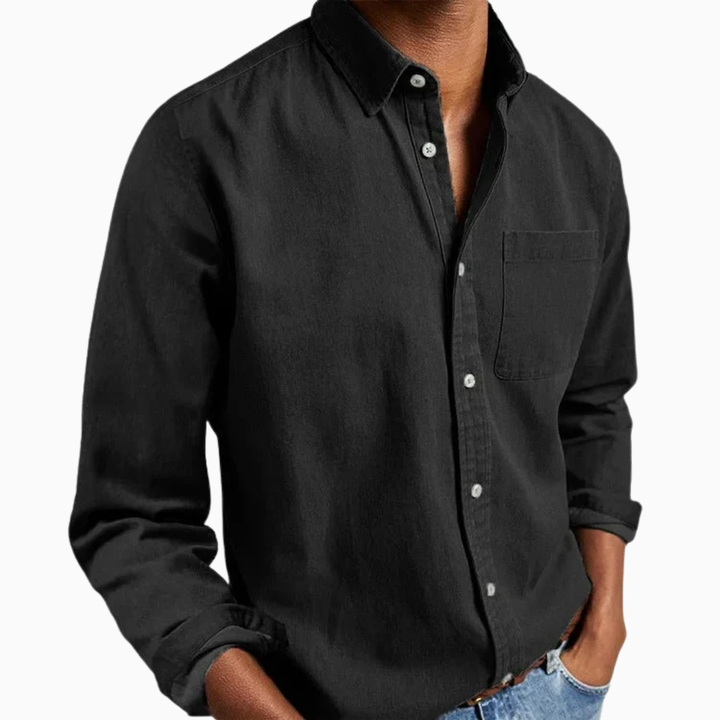 Thiago chemise homme été manches longues style casual poche poitrine coupe confortable