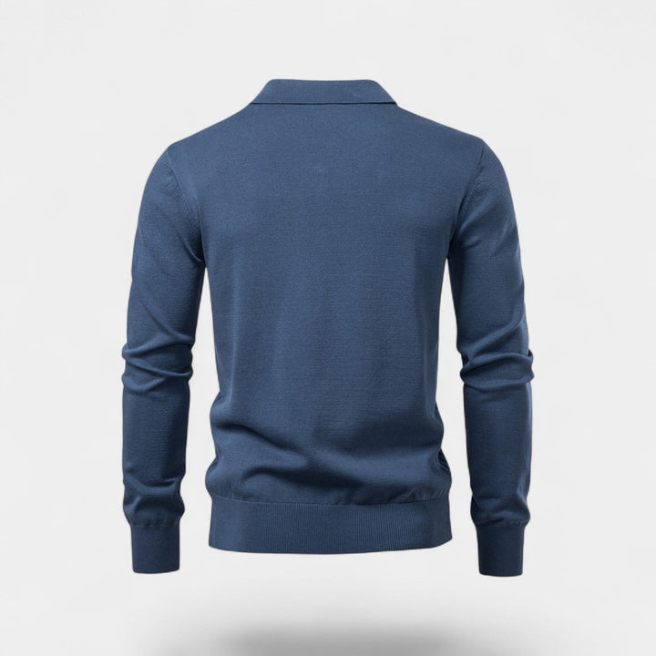Polo homme jacquard maille col V – torsades classiques