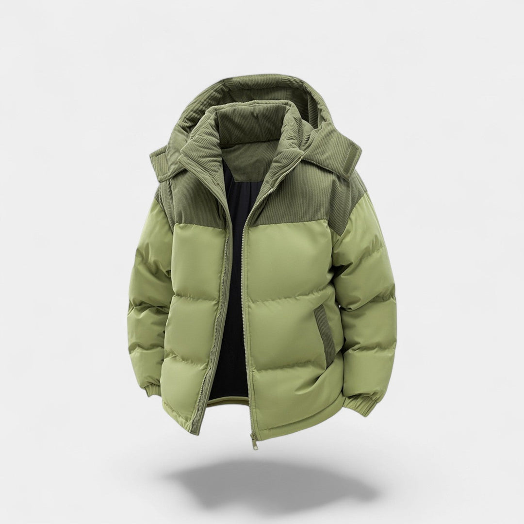 Doudoune homme à capuche coton amovible – épaissie, raffinée, silhouette hivernale