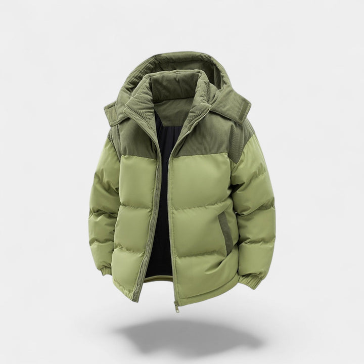 Doudoune homme à capuche coton amovible – épaissie, raffinée, silhouette hivernale