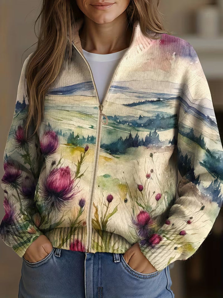 Zelda™ | Cardigan zippé à motif écossais