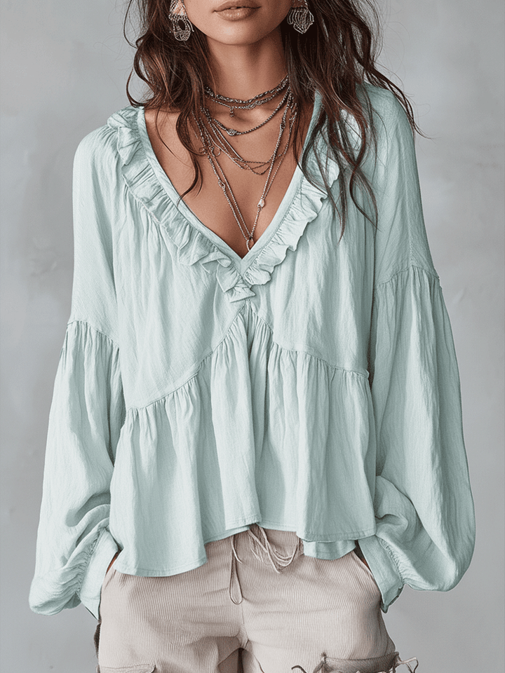 Blouse bohème femme à volants – Style vintage léger et romantique
