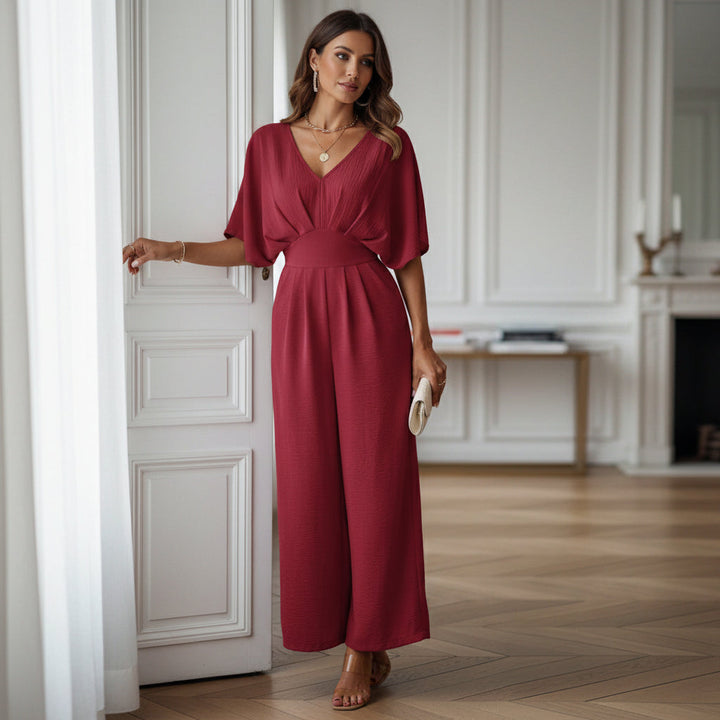 Jumpsuit Femme | V-Ausschnitt, Pantalon Évasé