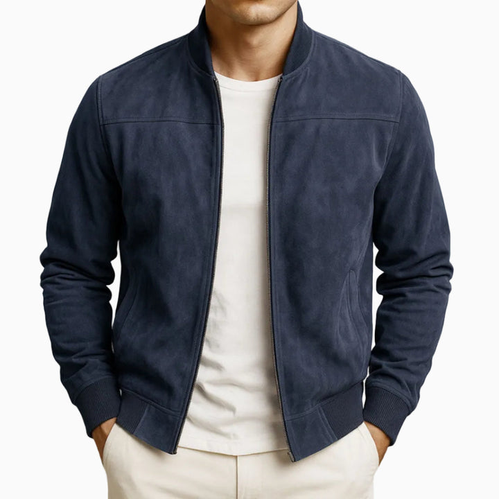 Veste Homme Style Suédine Zippée Design Bomber Décontracté Léger