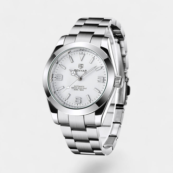 Montre Homme en Acier Inoxydable Analogique – Aiguilles Lumineuses