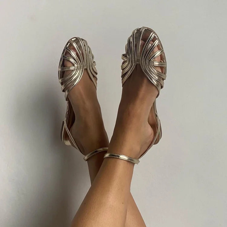 Anaïs | Sandales Dorées avec Bijoux