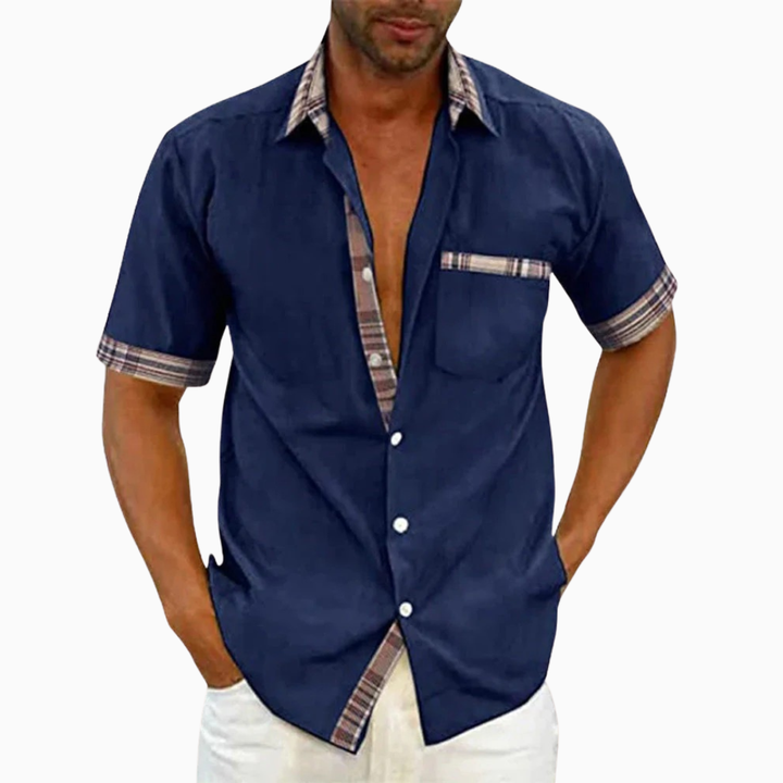 Lorenzo blouse homme été manches courtes poche poitrine style casual