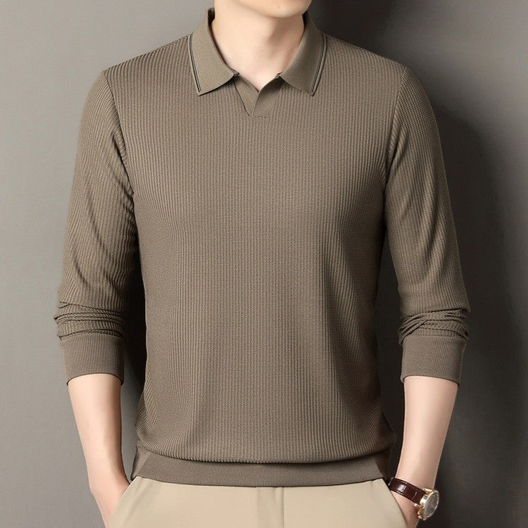 Polo Homme Côtelé Coton Mélangé – Manches Longues