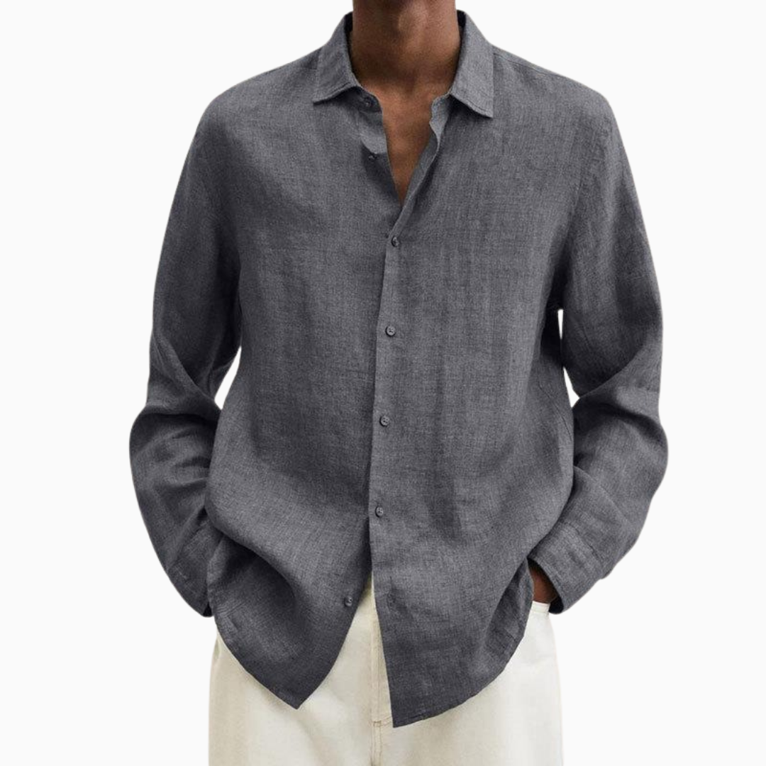 Lorenzo chemise homme en lin manches longues col chemise style casual