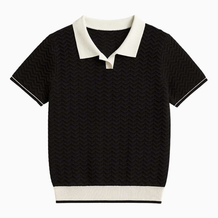 Polo Homme Maille Texturée – Style Rétro Contrasté