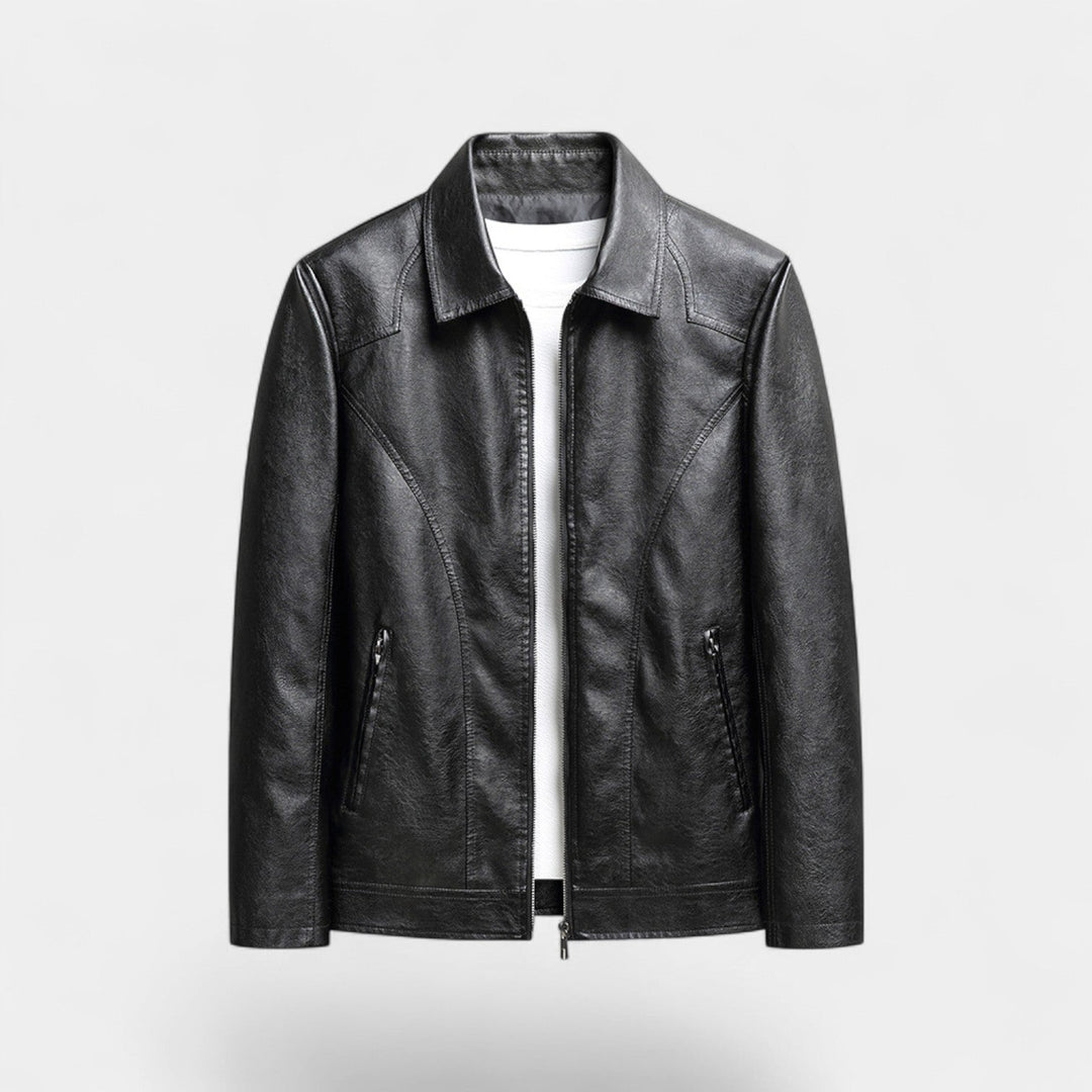 Veste homme cuir coupe slim – style coréen minimal