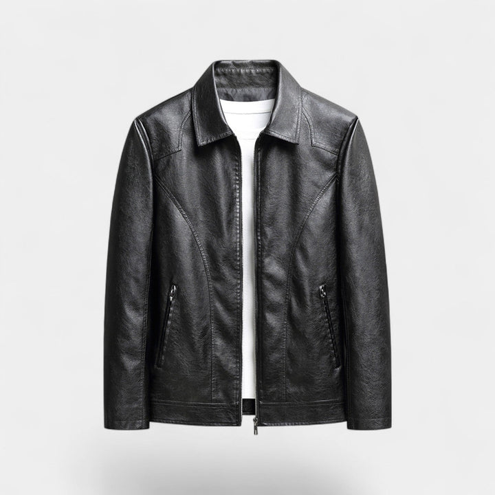 Veste homme cuir coupe slim – style coréen minimal